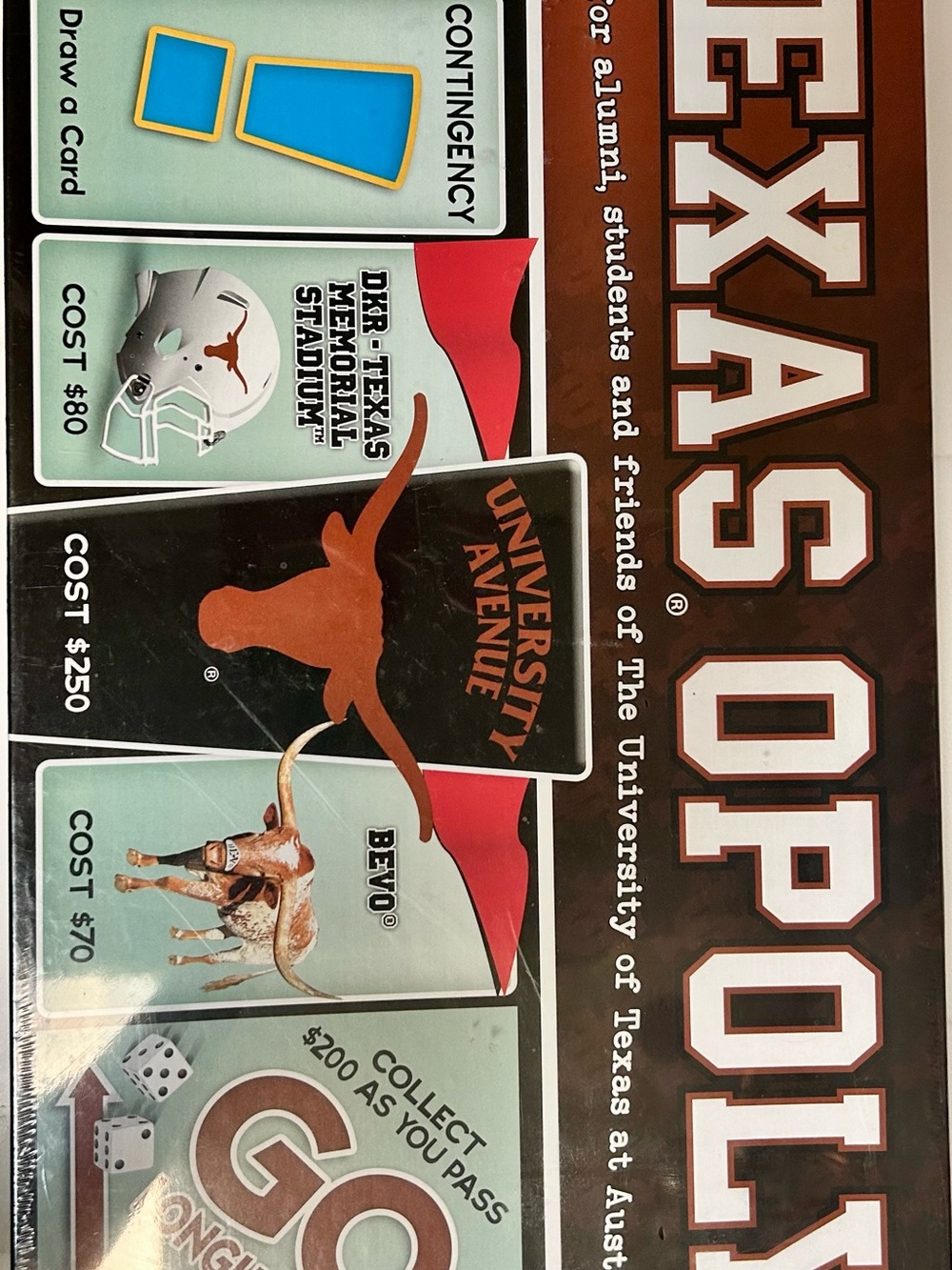 Texas Opoly Board Game - Brown & Teal Game Box